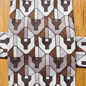 Vintage Pierre Balmain Paris 100% Silk Tie Italy Geometric Art Deco Brown 3.5"